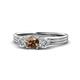 1 - Alyssa 0.90 ctw (5.50 mm) Round Smoky Quartz and Lab Grown Diamond Three Stone Engagement Ring 