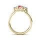 4 - Alyssa 5.50 mm Pink Tourmaline and Diamond Thick Shank Three Stone Ring 