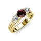 3 - Alyssa 6.40 mm Red Garnet and Diamond Three Stone Ring 