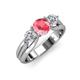 3 - Alyssa 6.40 mm Pink Tourmaline and Diamond Three Stone Ring 