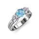 3 - Alyssa 6.40 mm Blue Topaz and Diamond Three Stone Ring 