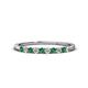 1 - Emlynn 2.40 mm Emerald and Diamond 10 Stone Wedding Band 