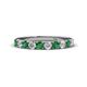 1 - Emlynn 3.00 mm Emerald and Diamond 10 Stone Wedding Band 