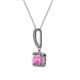 2 - Claire Lab Created Pink Sapphire and Diamond Square Shape Halo Pendant 