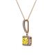 2 - Claire Lab Created Yellow Sapphire and Diamond Square Shape Halo Pendant 
