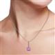 3 - Claire Lab Created Pink Sapphire and Diamond Square Shape Halo Pendant 