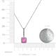 4 - Claire Lab Created Pink Sapphire and Diamond Square Shape Halo Pendant 