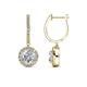1 - Ilona (6mm) Round Center Lab Grown Diamond and Side Mined Diamond Halo Dangling Earrings 