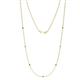 1 - Salina (7 Stn/1.9mm) Green Garnet and Lab Grown Diamond on Cable Necklace 