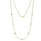 1 - Salina (7 Stn/2.3mm) Green Garnet and Lab Grown Diamond on Cable Necklace 