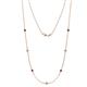 1 - Salina (7 Stn/2.6mm) Red Garnet and Lab Grown Diamond on Cable Necklace 