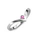 3 - Shana Bold Solitaire Round Pink Sapphire "V" Promise Ring 