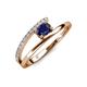 3 - Linnea Bold Oval Blue Sapphire and Round Diamond Bypass Promise Ring 