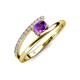 3 - Linnea Bold Oval Amethyst and Round Diamond Bypass Promise Ring 