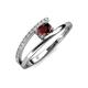 3 - Linnea Bold Oval Red Garnet and Round Diamond Bypass Promise Ring 