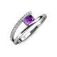 3 - Linnea Bold Oval Amethyst and Round Diamond Bypass Promise Ring 