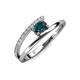 3 - Linnea Bold Oval London Blue Topaz and Round Diamond Bypass Promise Ring 