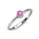 3 - Marian Bold Round Lab Created Pink Sapphire Solitaire Rope Promise Ring 