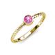 3 - Marian Bold Round Lab Created Pink Sapphire Solitaire Rope Promise Ring 