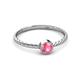 2 - Marian Bold Round Pink Tourmaline Solitaire Rope Promise Ring 