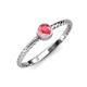 3 - Marian Bold Round Pink Tourmaline Solitaire Rope Promise Ring 