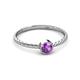 2 - Marian Bold Round Amethyst Solitaire Rope Promise Ring 