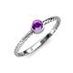 3 - Marian Bold Round Amethyst Solitaire Rope Promise Ring 