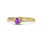 1 - Marian Bold Round Amethyst Solitaire Rope Promise Ring 