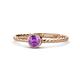 1 - Marian Bold Round Amethyst Solitaire Rope Promise Ring 