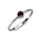 3 - Marian Bold Round Red Garnet Solitaire Rope Promise Ring 