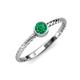 3 - Marian Bold Round Emerald Solitaire Rope Promise Ring 