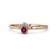 1 - Paw Bold Round Rhodolite Garnet and Diamond Promise Ring 