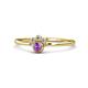 1 - Paw Bold Round Amethyst and Diamond Promise Ring 