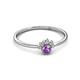 2 - Paw Bold Round Amethyst and Diamond Promise Ring 