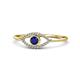 1 - Evil Eye Bold Round Blue Sapphire and Diamond Promise Ring 