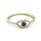 2 - Evil Eye Bold Round Blue Sapphire and Diamond Promise Ring 