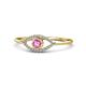 1 - Evil Eye Bold Round Pink Sapphire and Diamond Promise Ring 
