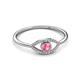 2 - Evil Eye Bold Round Pink Tourmaline and Diamond Promise Ring 