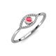 3 - Evil Eye Bold Round Pink Tourmaline and Diamond Promise Ring 