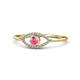 1 - Evil Eye Bold Round Pink Tourmaline and Diamond Promise Ring 