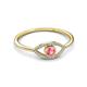 2 - Evil Eye Bold Round Pink Tourmaline and Diamond Promise Ring 