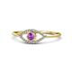 1 - Evil Eye Bold Round Amethyst and Diamond Promise Ring 