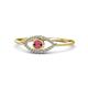 1 - Evil Eye Bold Round Rhodolite Garnet and Diamond Promise Ring 