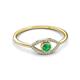 2 - Evil Eye Bold Round Emerald and Diamond Promise Ring 