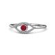 1 - Evil Eye Bold Round Ruby and Diamond Promise Ring 