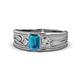 1 - Aileen Bold Emerald Cut London Blue Topaz Solitaire Wide Band Promise Ring 