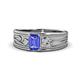 1 - Aileen Bold 7x5 mm Emerald Shape Tanzanite Solitaire Wide Band Promise Ring 