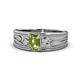1 - Aileen Bold 7x5 mm Emerald Shape Peridot Solitaire Wide Band Promise Ring 
