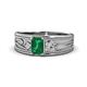 1 - Aileen Bold 7x5 mm Emerald Shape Emerald Solitaire Wide Band Promise Ring 