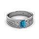 2 - Aileen Bold Emerald Cut London Blue Topaz Solitaire Wide Band Promise Ring 
